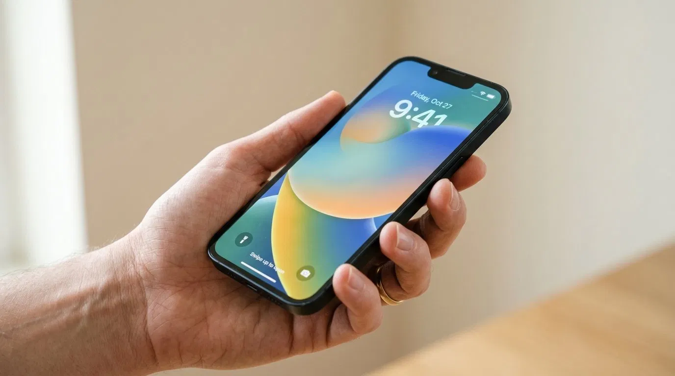otkup iPhone 14 — ruka drži iPhone 14 spreman za prodaju